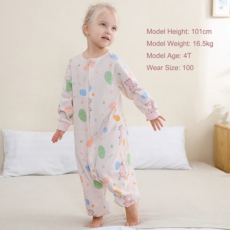 MICHLEY Spring Cotton Sleeping Bag Baby Sack Cartoon Sleepsack Pajamas Long Sleeve Sleepwear For Girls Boys Children 6M-6T