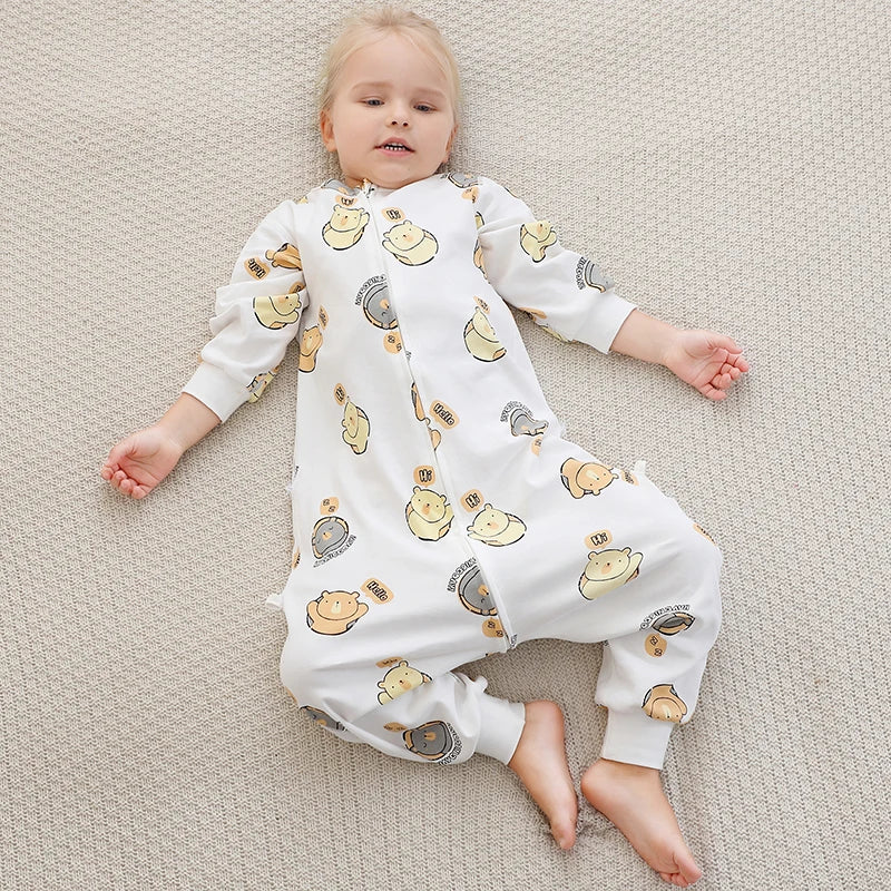 MICHLEY Spring Cotton Sleeping Bag Baby Sack Cartoon Sleepsack Pajamas Long Sleeve Sleepwear For Girls Boys Children 6M-6T