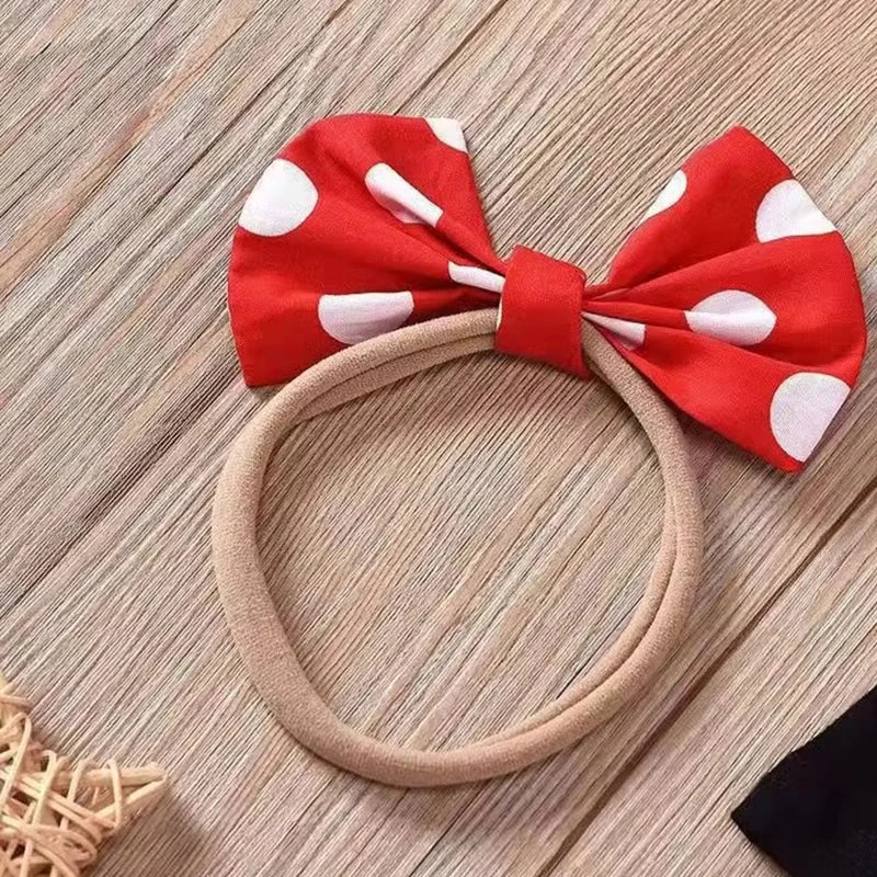 2Pcs/Set Mickey Minnie Mouse Children Outfit Baby Girls Summer Evening Kids Dots Tops Skirt Cosplay Dress with Headband Bow