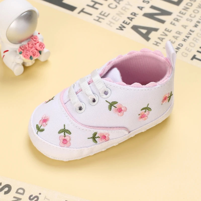 Baby Girl Shoes White Lace Floral Embroidered Soft Shoes Prewalker Walking Toddler Kids Shoes First Walker