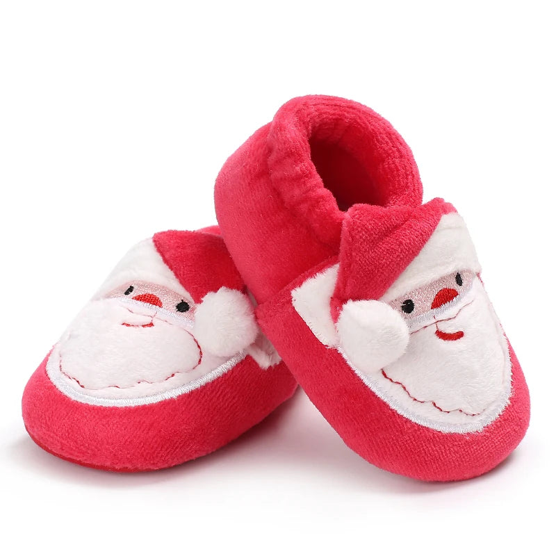 Cute Baby Boy Christmas Boots With Plush Insulation Suitable For 0-1 Year Old Girls Soft Soled and Comfortable Boots The first