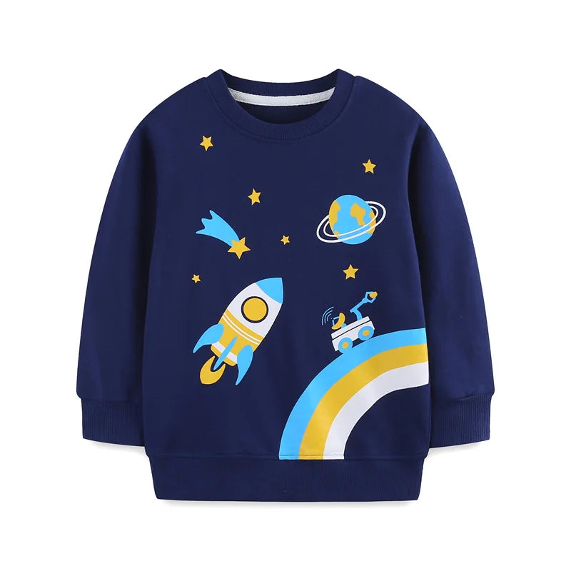 2-7T New Design Cotton Boys Sweatshirts Dinosaurs Fashion Children's Sport Shirts Long Sleeve Kids Autumn Spring Clothes