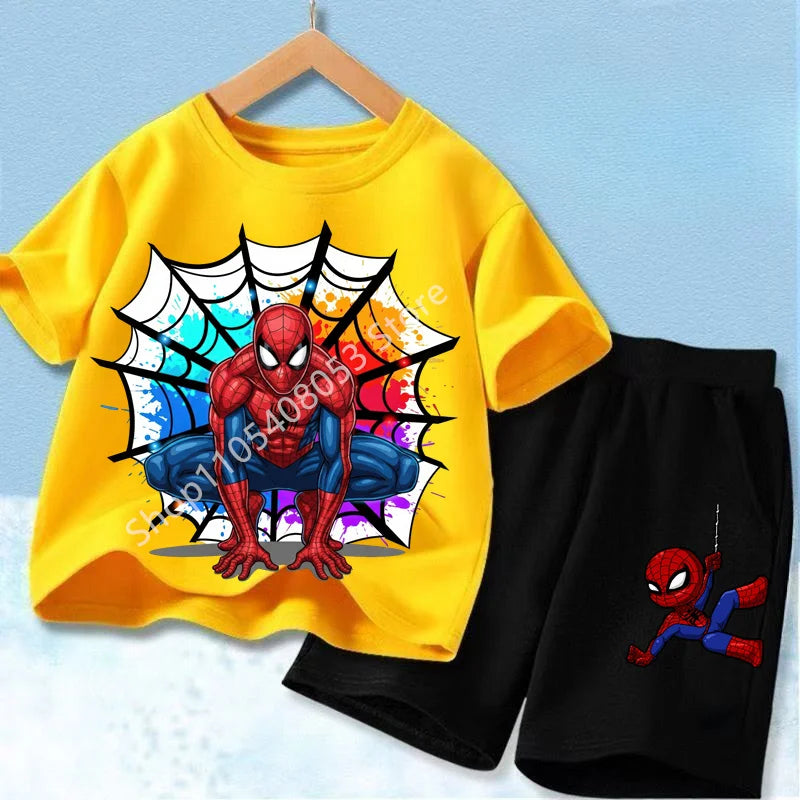 Summer Children Cartoon Spiderman Baby Set Clothing Kids Clothes Children's Short Sleeve T Shirt