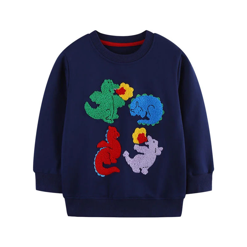 2-7T New Design Cotton Boys Sweatshirts Dinosaurs Fashion Children's Sport Shirts Long Sleeve Kids Autumn Spring Clothes
