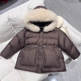 2025 Winter New Hooded Medium to Long Children's Thick Hairy Decorative Cotton Jacket