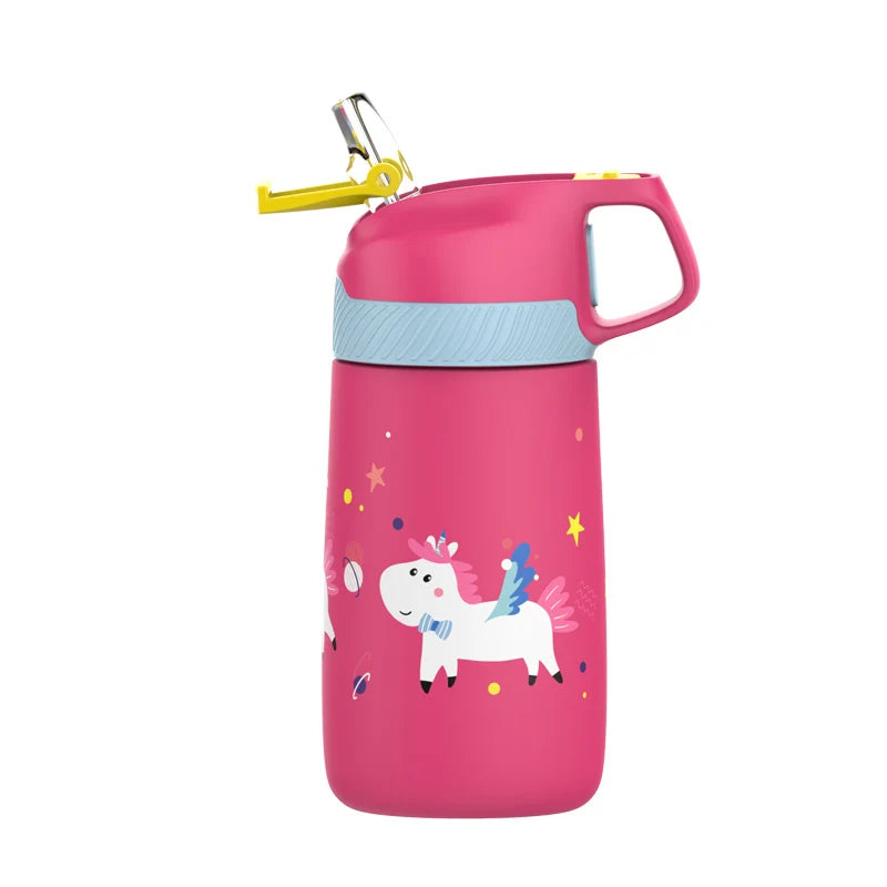 FJbottle Kids Water Bottle,Vacuum Flacks,Thermos With Cute Dinosaur Pattern,Vacuum Bottle With Healthy Straw And BPA Free,350ML - Idrilay 