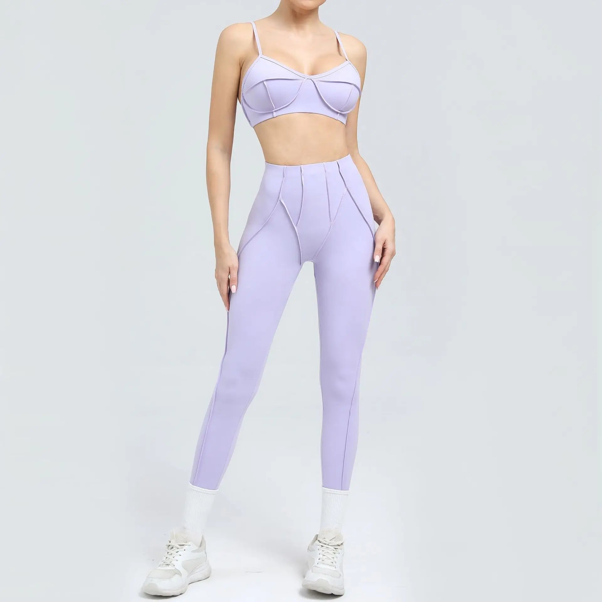 Yoga Sports Fitness Sets High Waist Hip-lifting Trousers Open Back Bra Suit Casual Running Workout Gym Leggings Sexy Sets Women - Idrilay 