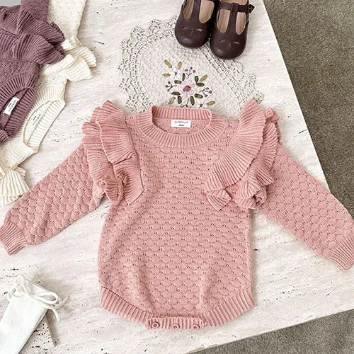 2024 New Autumn Infant Baby Girls Boys Knitted Jumpsuit Toddler Baby Girl Boys Long Sleeved Knitting Romper Children Clothes