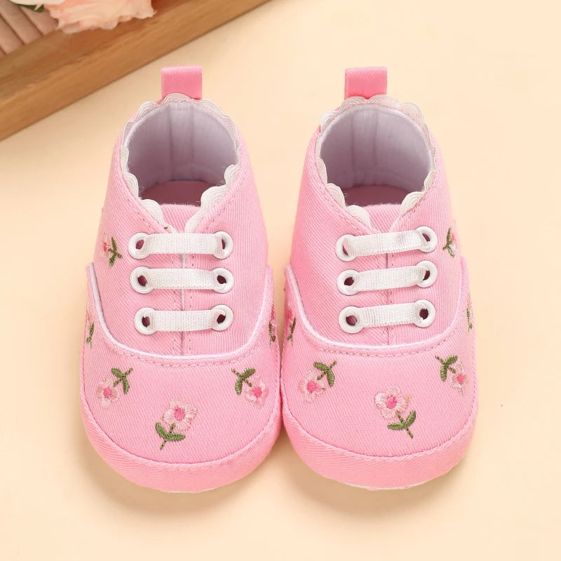 Baby Girl Shoes White Lace Floral Embroidered Soft Shoes Prewalker Walking Toddler Kids Shoes First Walker