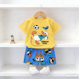 Summer Donald Duck Cartoon 2-Piece Boys Tracksuit Casual Kids Clothing Set T-shirt And Shorts Children 1-4 Years