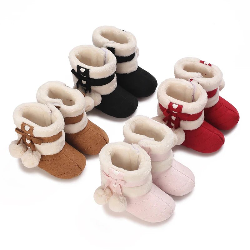 0-18M Lovely Warm Design Baby Girl Boy Toddler First Walkers Baby Shoes Soft Slippers Cute Shoes Winter Non-Slip Baby Warm Shoes