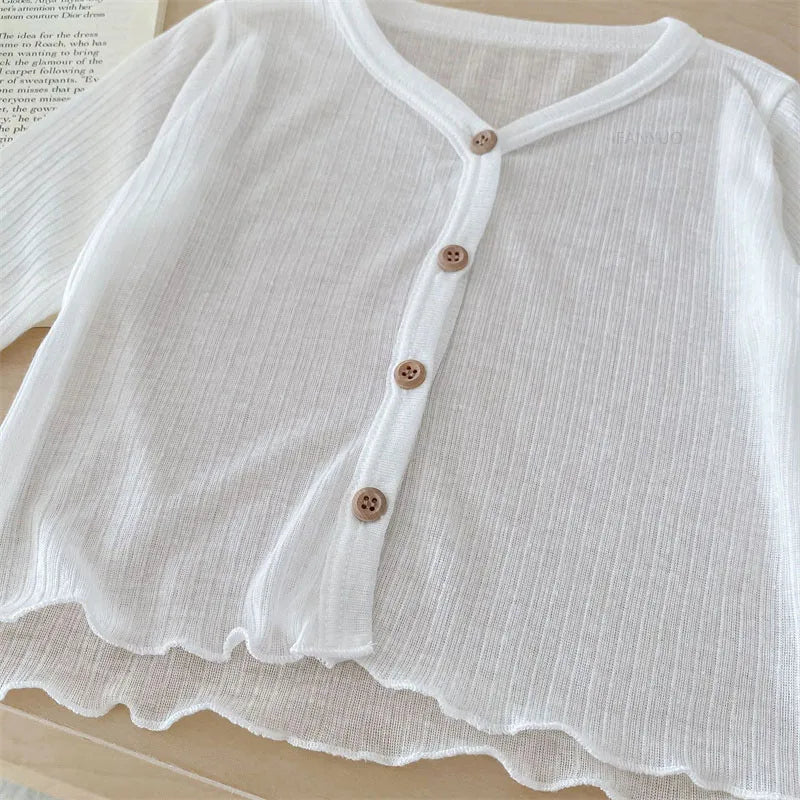 Summer Korean Children Clothing Breathable Soft Kids Casual Coat Baby Toddler Sunscreen Thin Cardigan Toddler Girls Boys Outwear