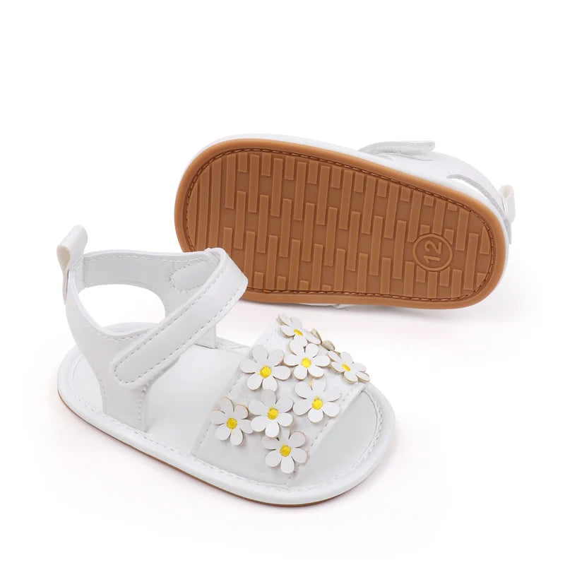 Baby Girl Shoes Cute Flowers Beautiful Sandals Summer Walking Infant Shoes 2024 New Fashion High Quality PU and TPR BHX3195