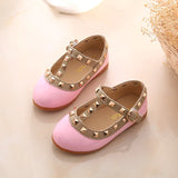 2024 New Girls Sandals Rivets Single Shoes Kids Leather Shoes children nude sandal toddler Girls Princess Flat Dance Shoes - Idrilay 