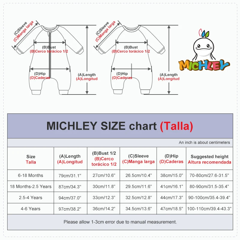 MICHLEY Spring Cotton Sleeping Bag Baby Sack Cartoon Sleepsack Pajamas Long Sleeve Sleepwear For Girls Boys Children 6M-6T