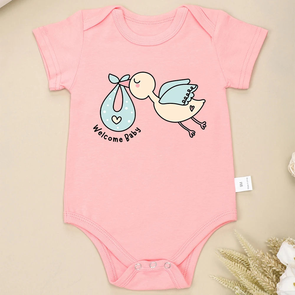 100% Cotton Baby Onesie Welcome Baby Pregnancy Announcement Newborn Boy Girl Clothes Aesthetic Comfy Soft Breathable Bodysuit