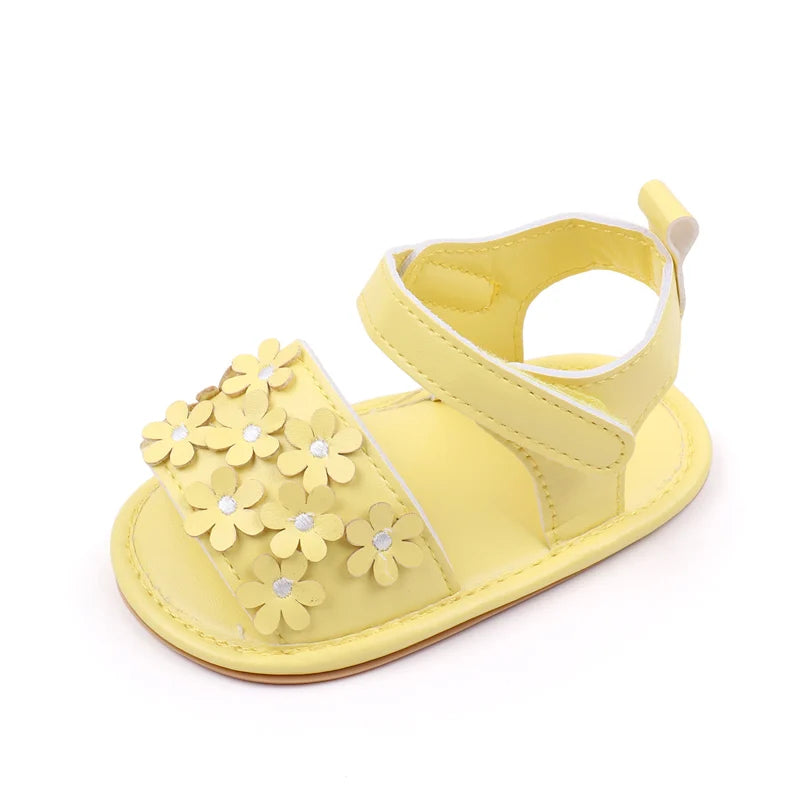 Baby Girl Shoes Cute Flowers Beautiful Sandals Summer Walking Infant Shoes 2024 New Fashion High Quality PU and TPR BHX3195