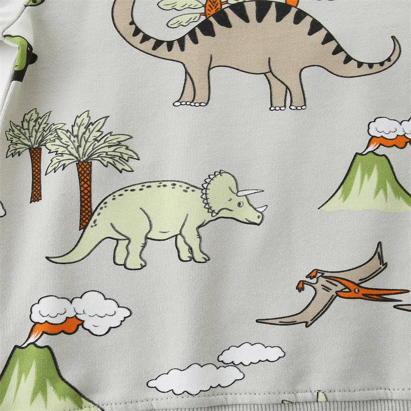 2-7T New Design Cotton Boys Sweatshirts Dinosaurs Fashion Children's Sport Shirts Long Sleeve Kids Autumn Spring Clothes