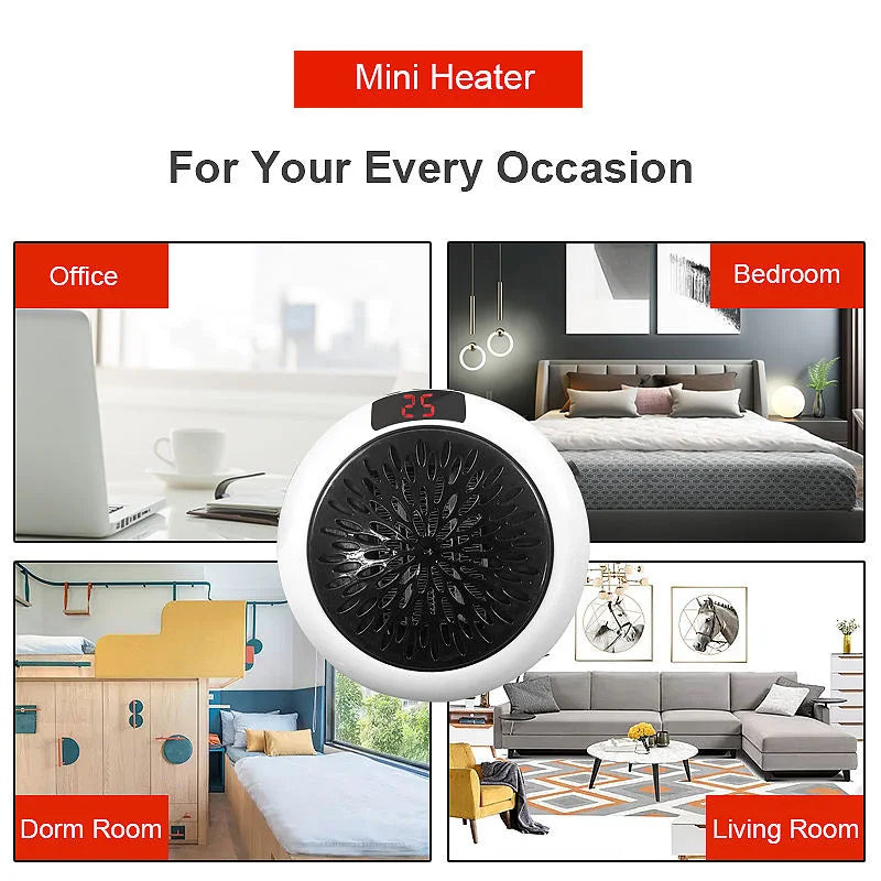 Electric Heater Portable Ptc Ceramic Hot Air Fan Household Desktop  Wall Mounted Round Home Mini Appliances Winter Heater - Idrilay 