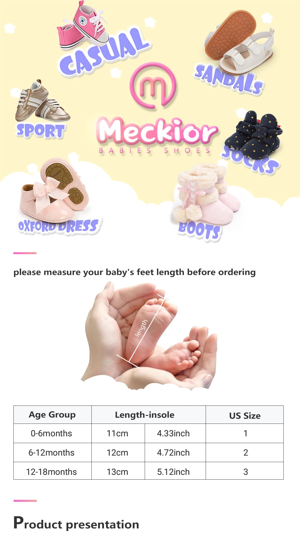 Meckior New Baby Walking Shoes Newborn Garden Shoes Breathable Soft Sandals Color Blocking Cute Baby Shoes Baby Girl 0-18M