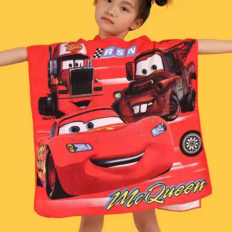 60*120 CM Baby Boys Girls Cartoon Mickey Cars Print Children Hooded Bath Towels Cloak Dry Absorbent Microfiber Bathrobes Pajamas