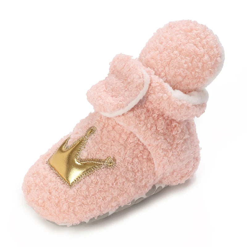 0-18M Lovely Warm Design Baby Girl Boy Toddler First Walkers Baby Shoes Soft Slippers Cute Shoes Winter Non-Slip Baby Warm Shoes