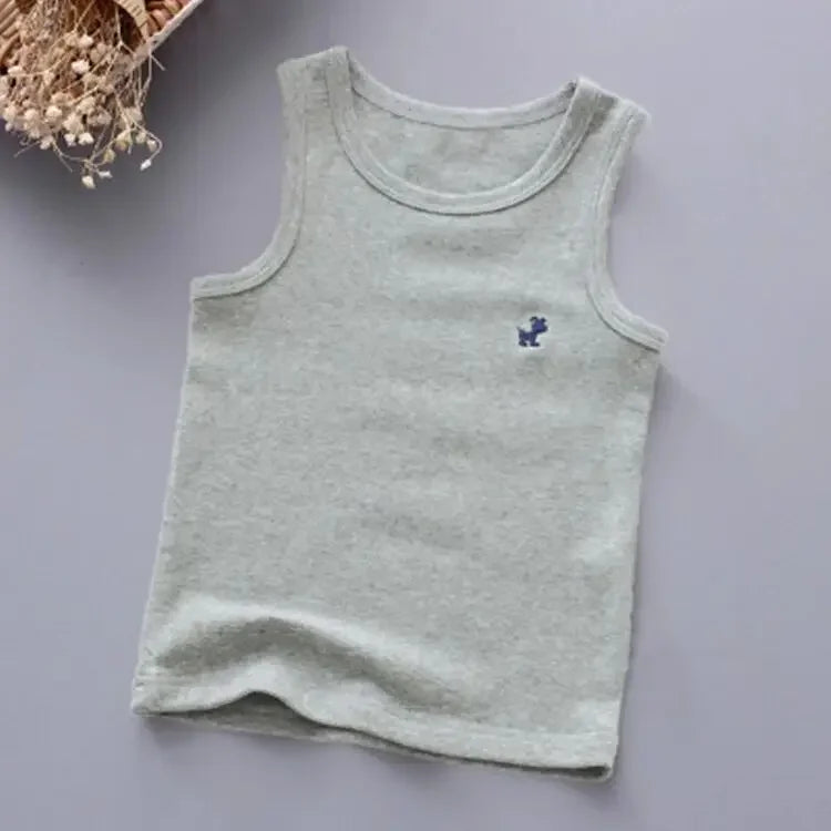 Fashion Children T-shirts for Girls Candy Color Baby Boys Graphic Tee Cotton Vest Tops Kids Summer Clothes Sleeveless T-Shirt - Idrilay 