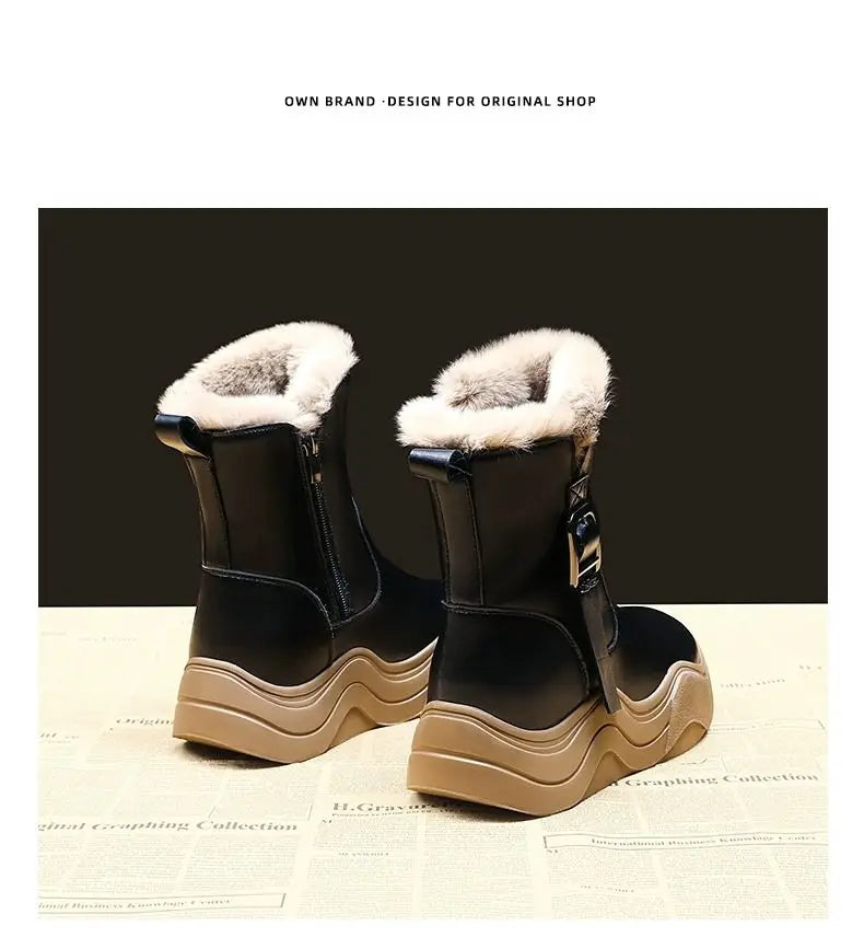 2025 New Fashion Winter Kids Faux Fur Boots for Girls Kids Plush Lining Ankle Boots Non-slip Breathable School Shoes - Idrilay 