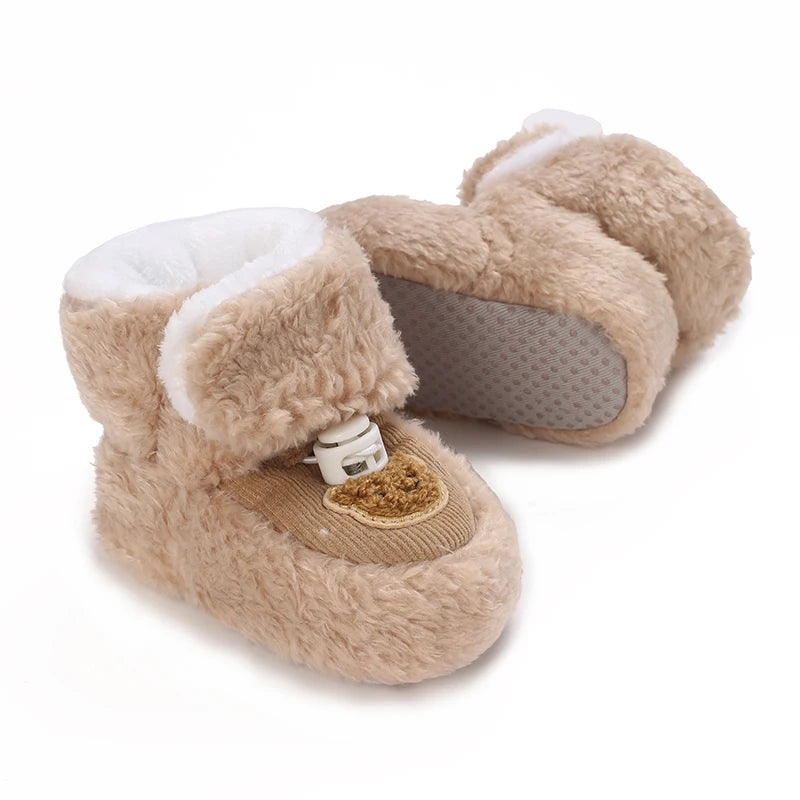 0-18M Lovely Warm Design Baby Girl Boy Toddler First Walkers Baby Shoes Soft Slippers Cute Shoes Winter Non-Slip Baby Warm Shoes