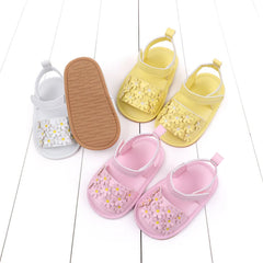 Baby Girl Shoes Cute Flowers Beautiful Sandals Summer Walking Infant Shoes 2024 New Fashion High Quality PU and TPR BHX3195