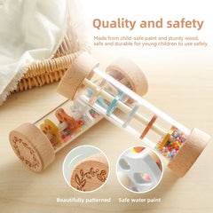 Montessori Baby Rain Stick Rainbow Hourglass Rain Music Rattle Baby Educational Toy Montessori Sensory Toys for Kids BABY's Gift