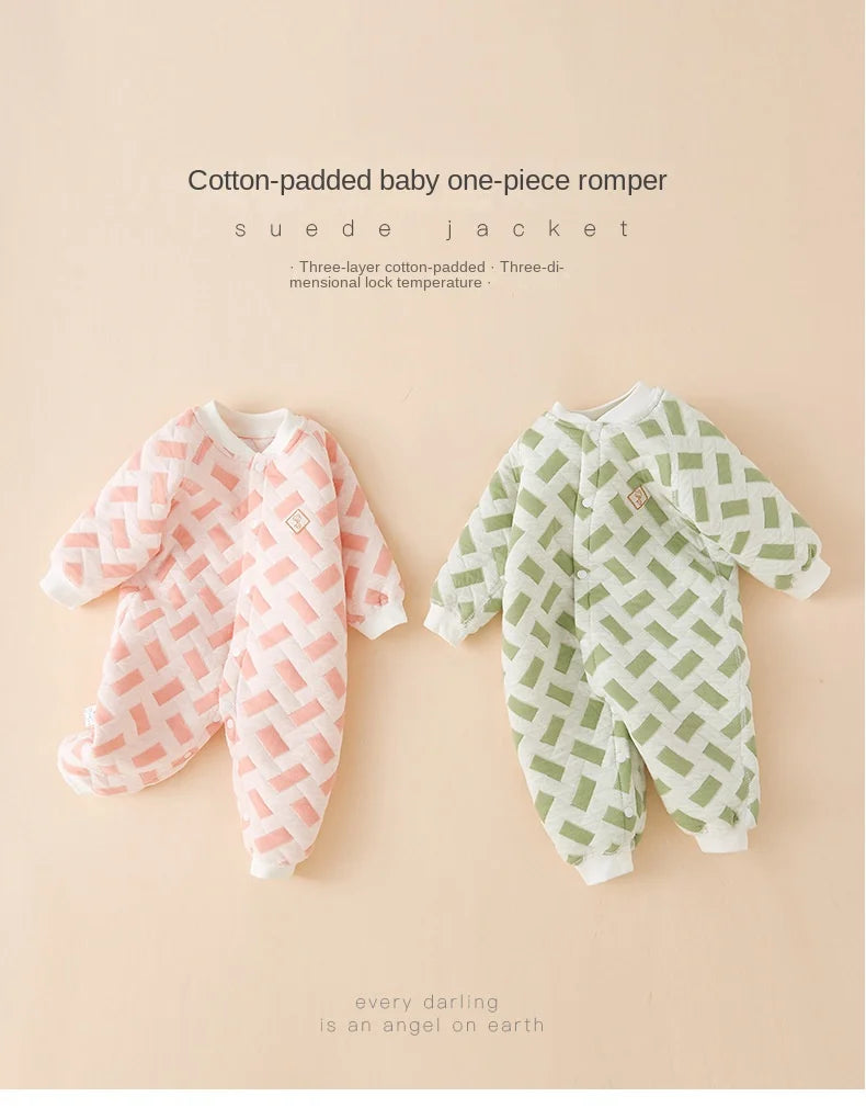 Baby Bodysuit Warm Cotton Outerwear Baby Underwear with Cotton Cladding Creeper Newborn Clothing Spring and Autumn