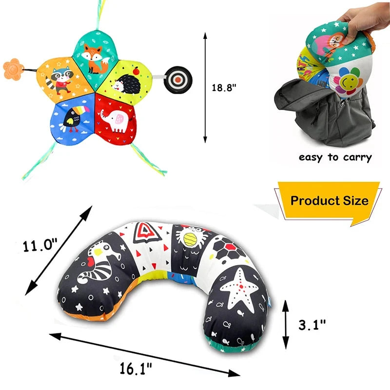 Baby Pillow Tummy Time Toy Black White High Contrast Sensory Toys Babies Montessori Infants 0-12 Months Newborn Training Pillow