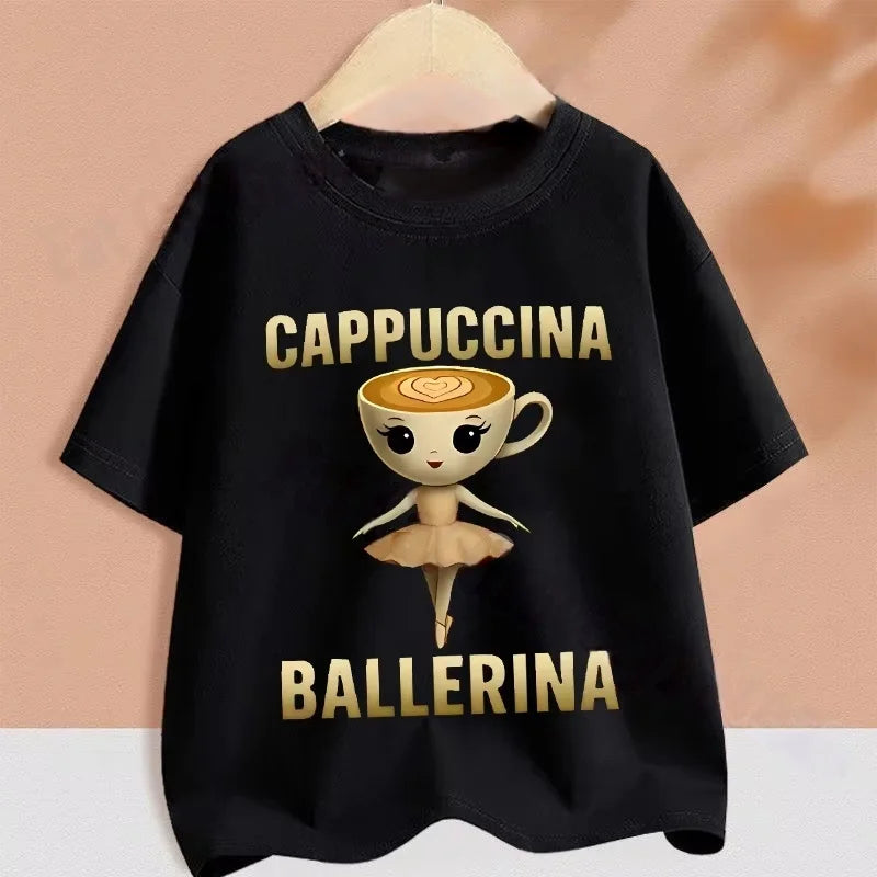 2025 Kids Clothes Funny Italian Brainrot T Shirt Cartoon Graphics Casual Vintage Boys Girls Short Sleeve Top Children's Clothing