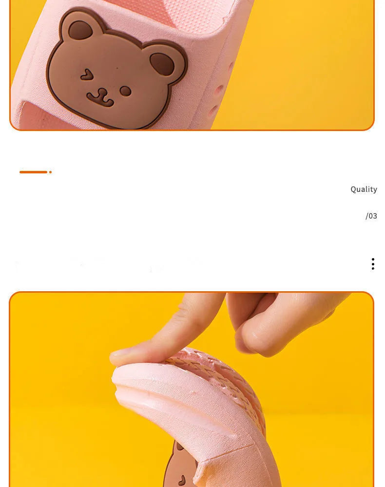 Bear Print Slippers Soft Beach Cloud Platform Indoor Bathroom Slides Summer Mules Outside PVC Shoes