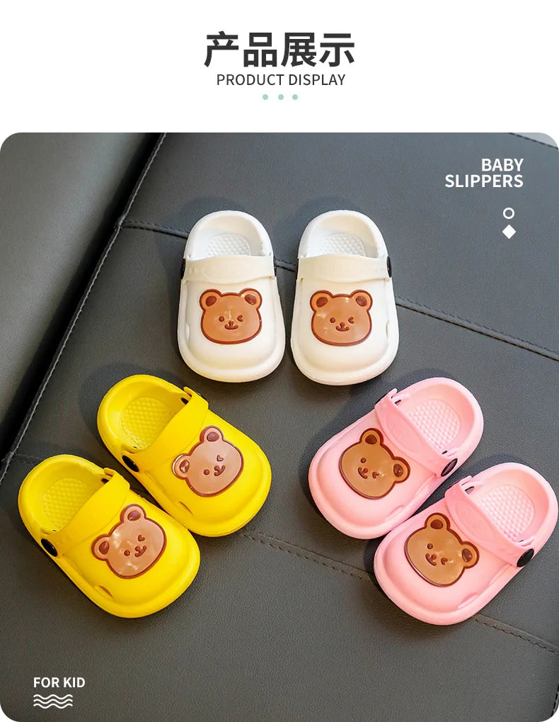 Two-Styles Baby Summer Shoes Cute Bear Baby Sandals Beach Bathroom Toddler Boys Girls Anti-slip Slippers Newborn Infant Sandals