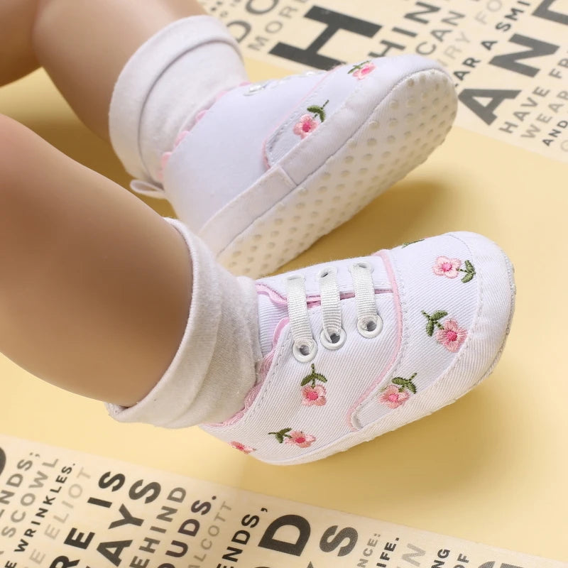 Baby Girl Shoes White Lace Floral Embroidered Soft Shoes Prewalker Walking Toddler Kids Shoes First Walker