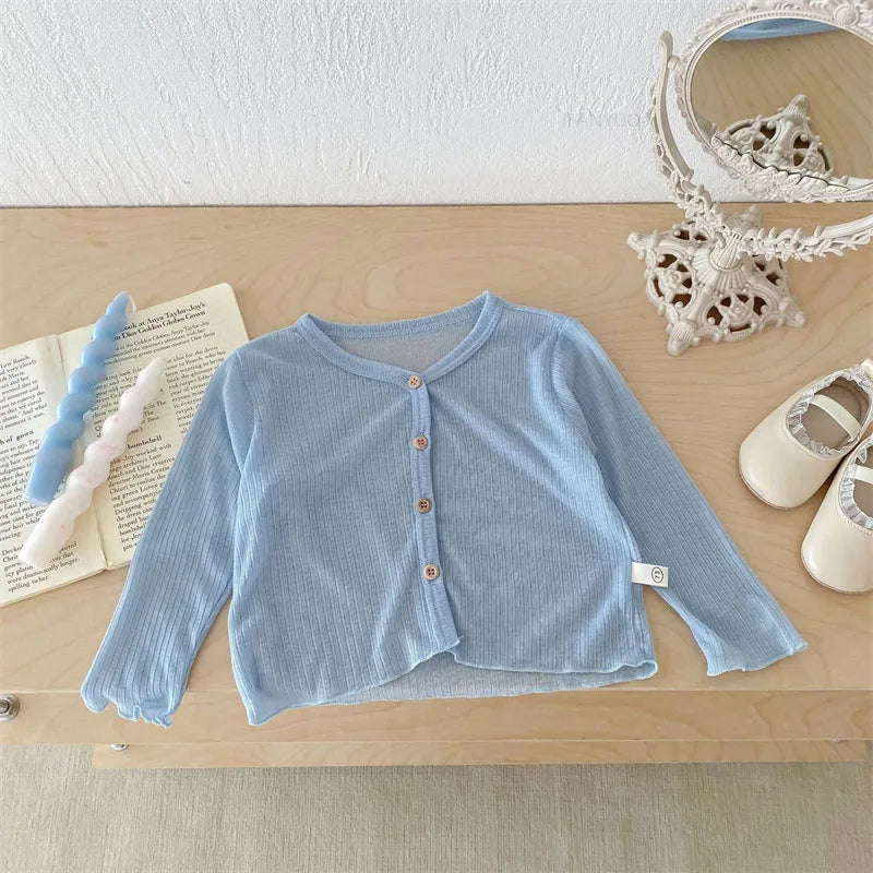 Summer Korean Children Clothing Breathable Soft Kids Casual Coat Baby Toddler Sunscreen Thin Cardigan Toddler Girls Boys Outwear