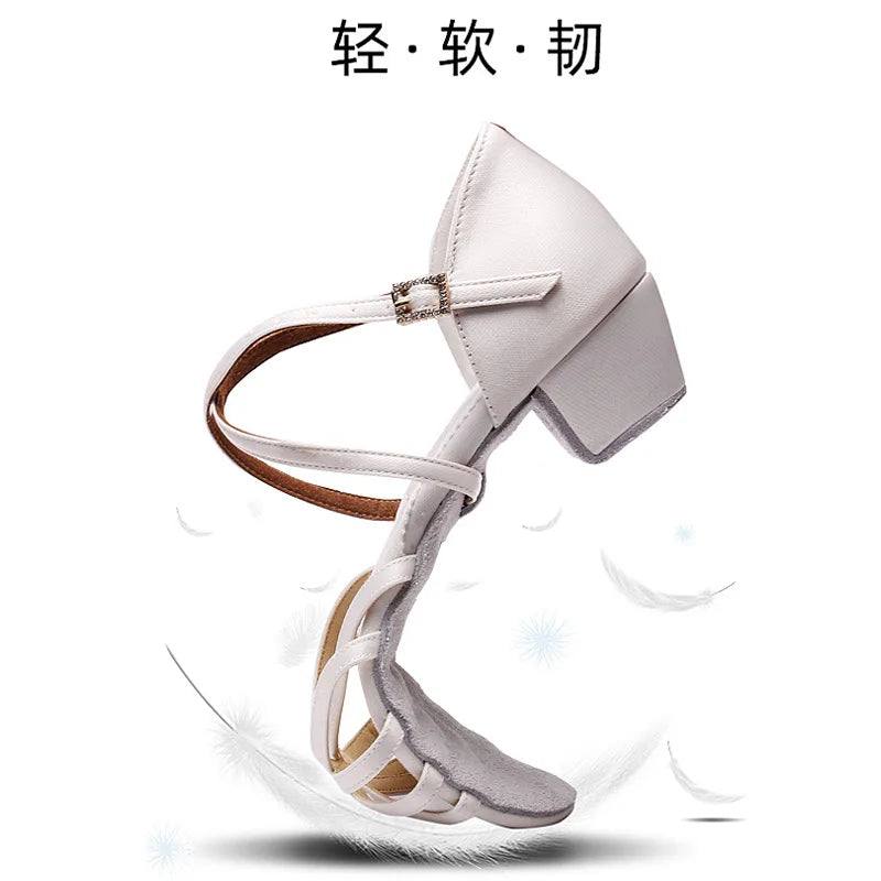 Professional Latin dance shoes, girls' white dance shoes, children's dance shoes, girls' practice shoes, wholesale