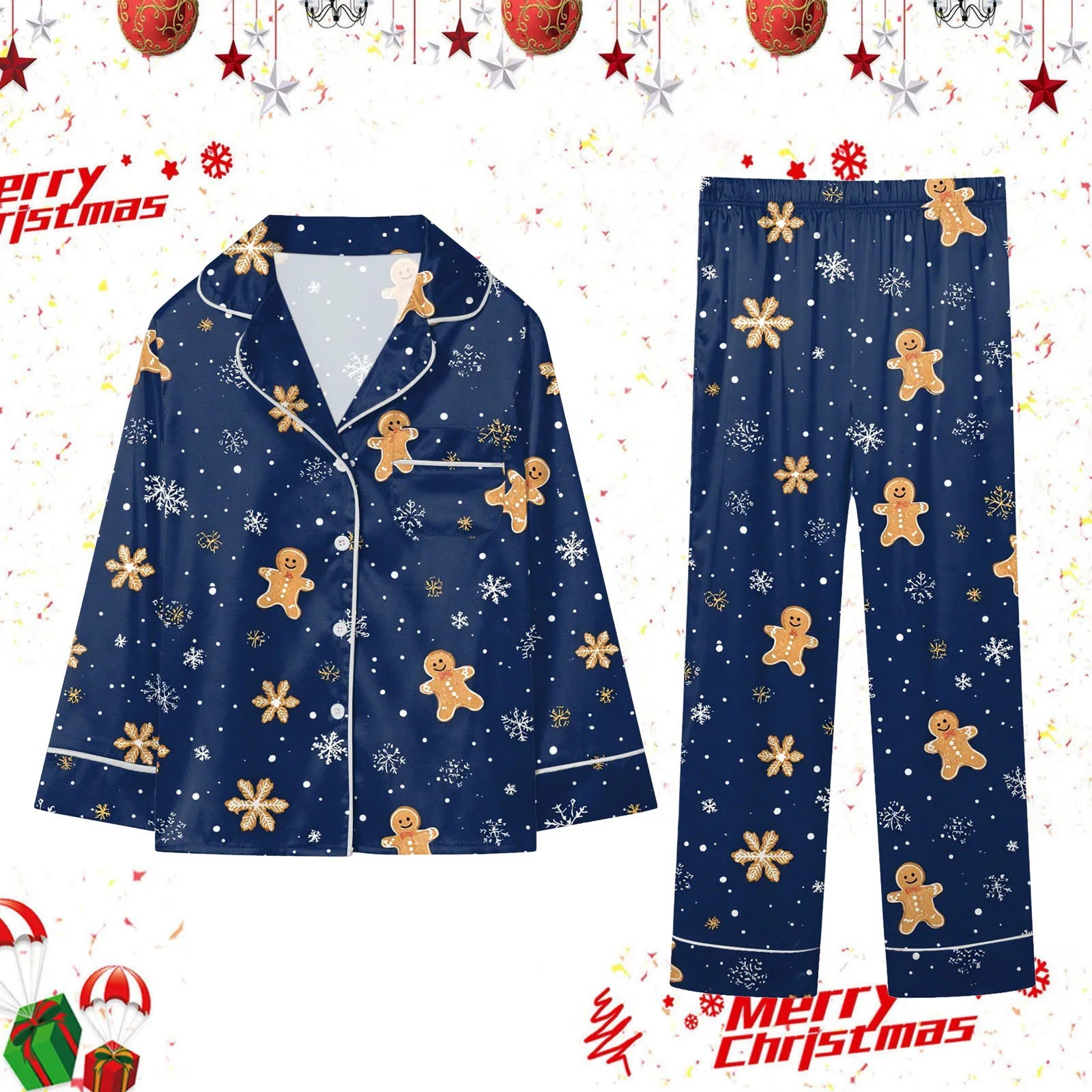 Christmas Hot Pyjamas Set For Family Christmas Pyjamas Top And Pant Christmas Print 2 Pc Home Set Matching Silk Pajamas Suits