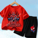 Summer Hot Sale Kids Short Sleeve Two Piece Set Marvel Spider Man Cartoon Print Children Outfit