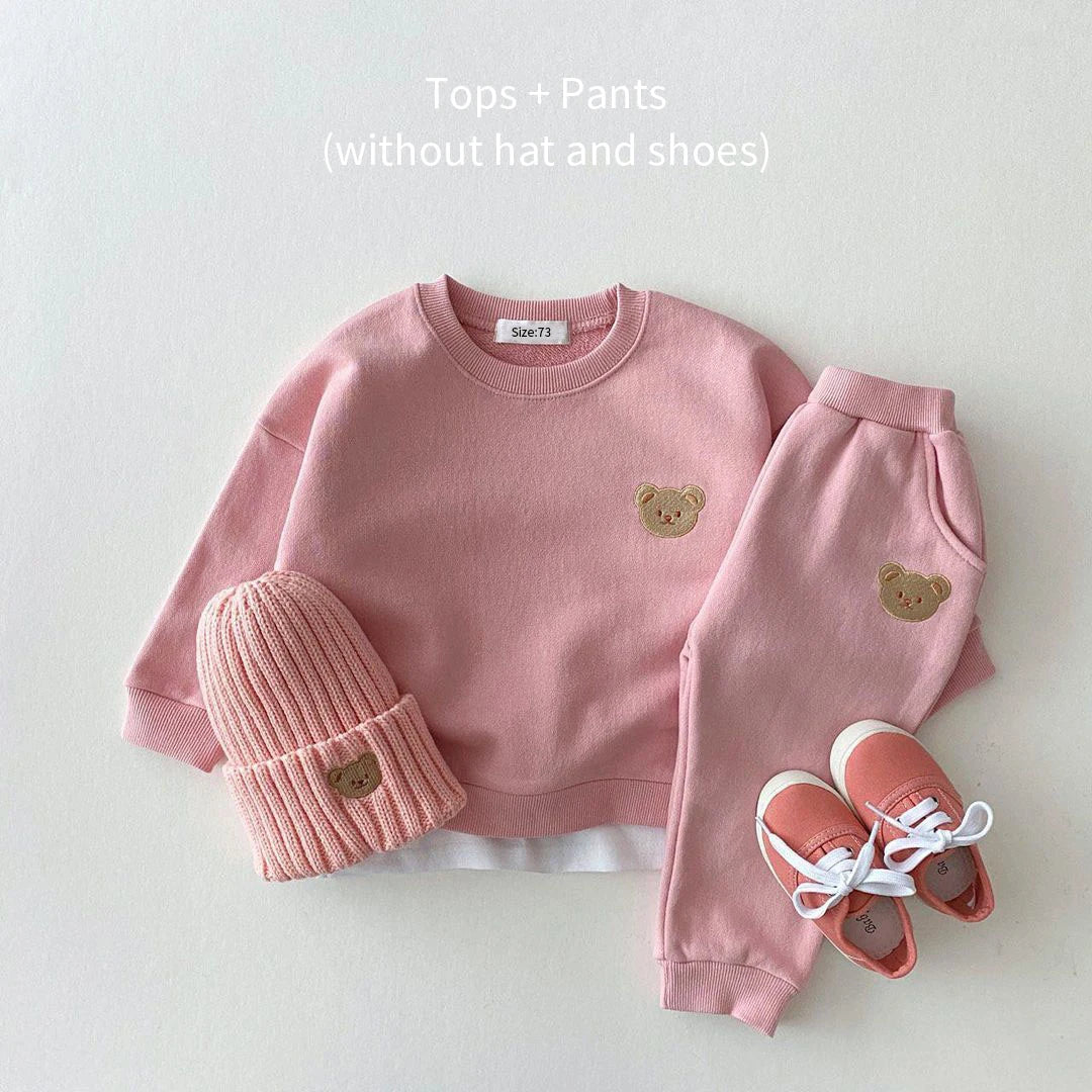 Fashion Toddler Baby Boys Girl Fall Clothes Sets Baby Girl Clothing Set Kids Sports Bear Sweatshirt Pants 2Pcs Suits Outfits - Idrilay 