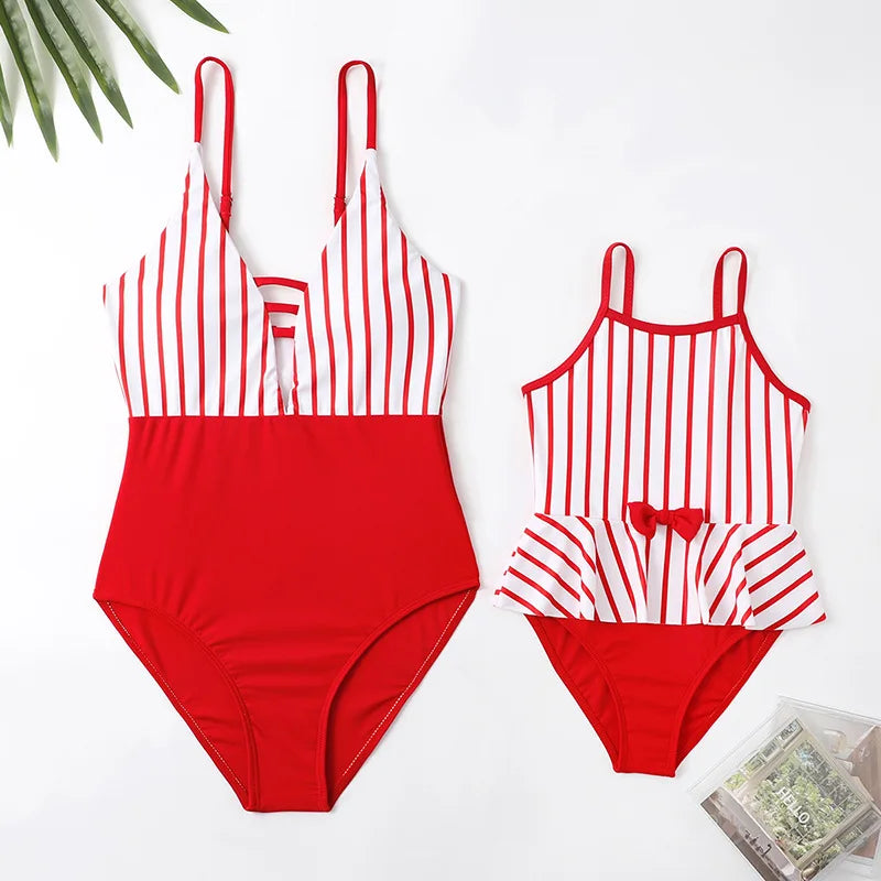 Mother Kids Girls Swimsuit Swimming Clothing Women Beach Bikini Bathing Suit Family Matching Swimwear Mummy Daughter Beachwear