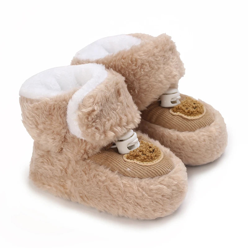 0-18M Lovely Warm Design Baby Girl Boy Toddler First Walkers Baby Shoes Soft Slippers Cute Shoes Winter Non-Slip Baby Warm Shoes