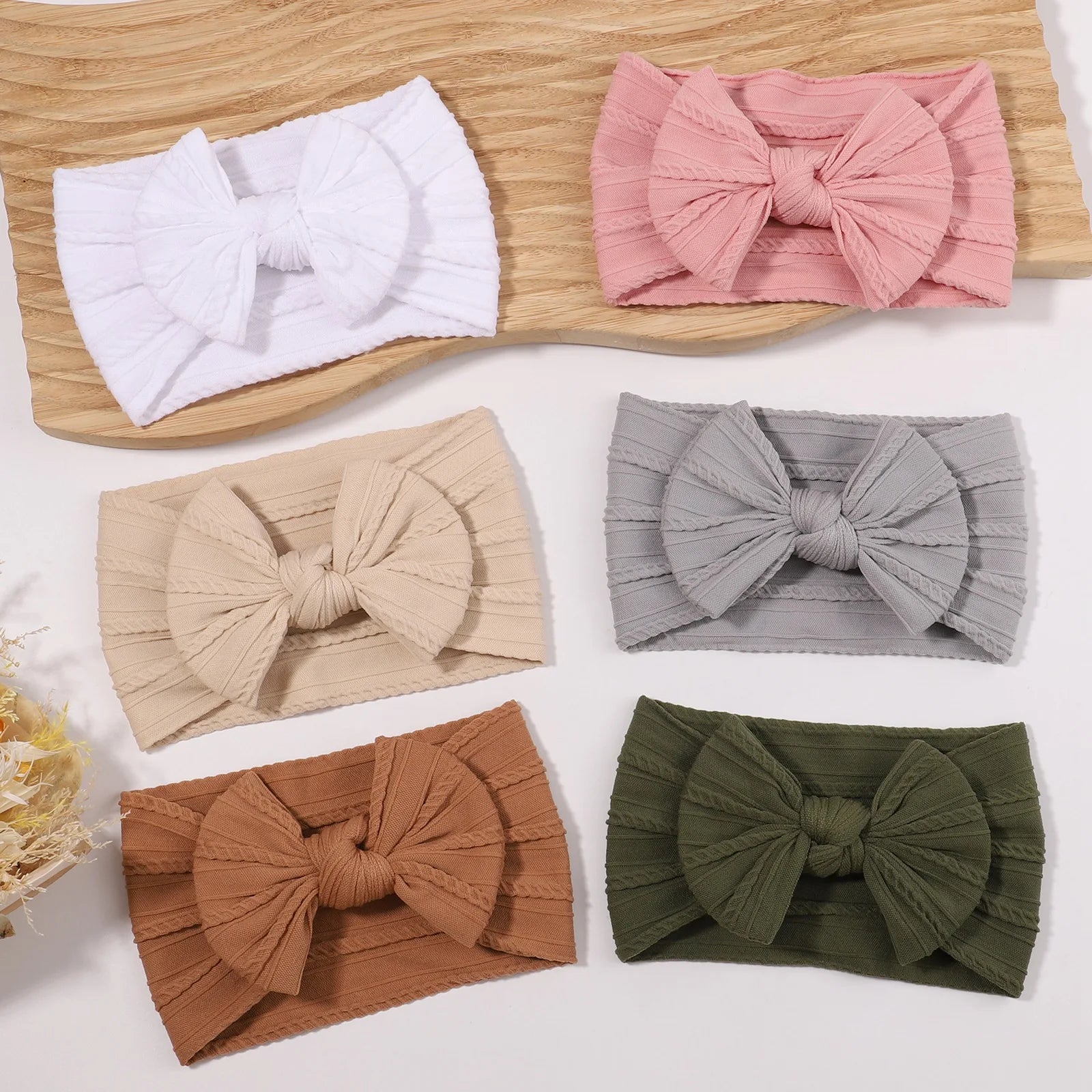 Hot PANTONE Solid Color Bows Headband for Baby Girls Elastic Hair Band Cotton Bowknot Turban Kids Headwear Baby Hair Accessories