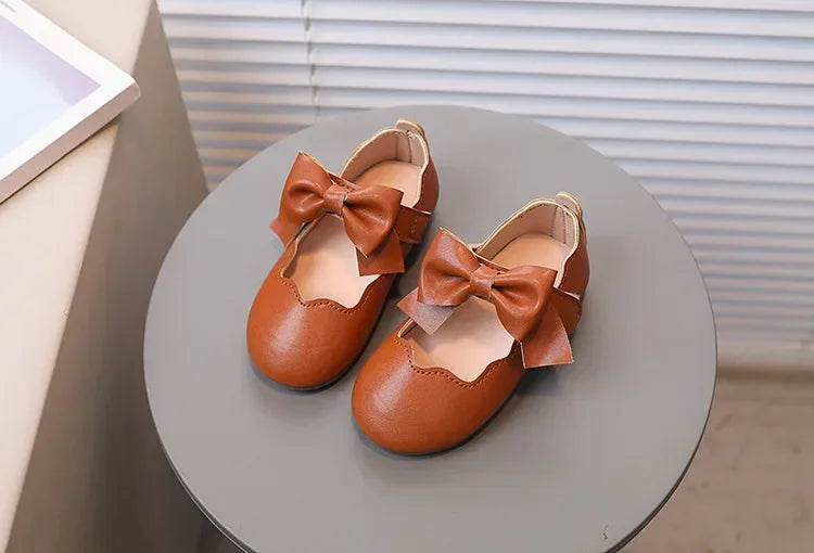 Girls Mary Jane Shoes Children Solid Color Bow Round-toe Bow 2024 New Kids Fashion Soft Moccasin Shoes Baby First Walker Shoes - Idrilay 