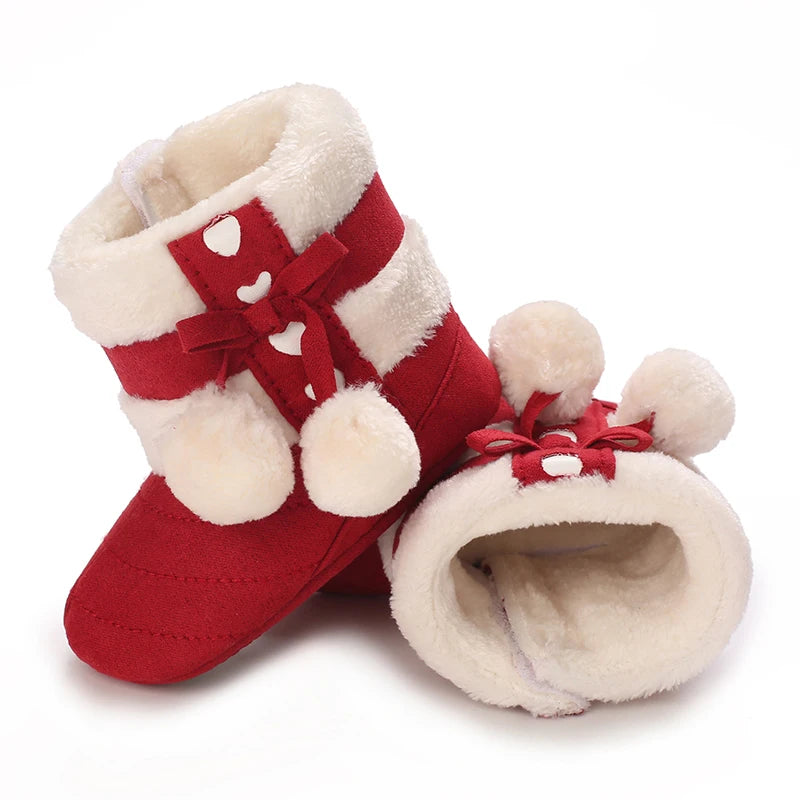 0-18M Lovely Warm Design Baby Girl Boy Toddler First Walkers Baby Shoes Soft Slippers Cute Shoes Winter Non-Slip Baby Warm Shoes