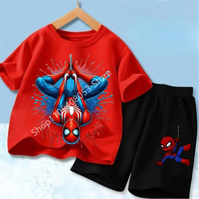 Summer Children Cartoon Spiderman Baby Set Clothing Kids Clothes Children's Short Sleeve T Shirt