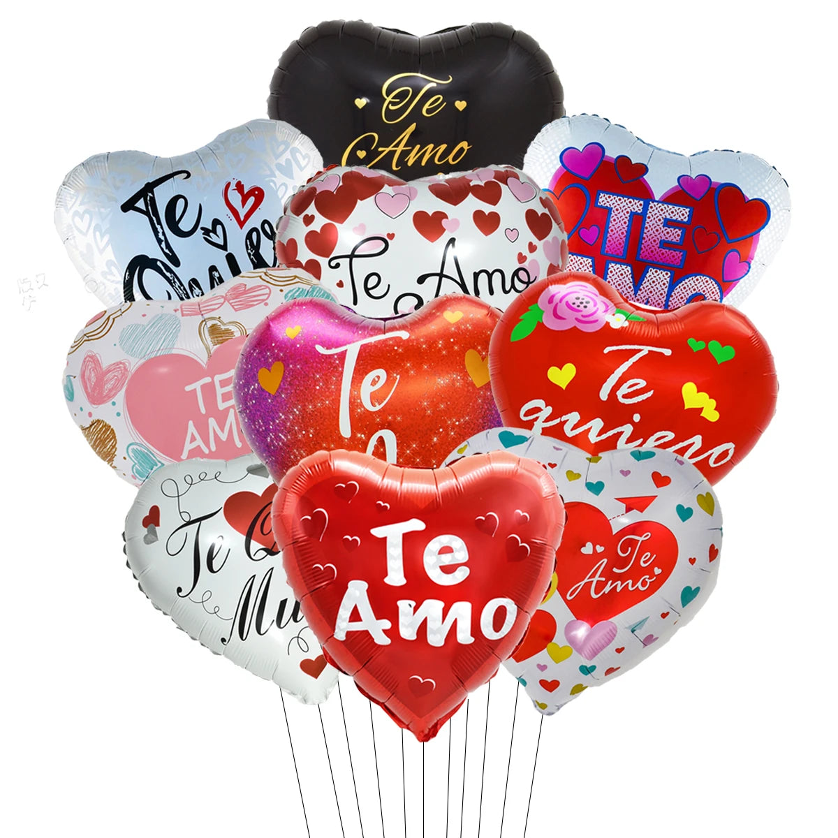 10pcs 18inch Valentine Spanish Love Heart Foil Balloons Te Amo Helium Balloon Wedding Valentine's Day Decorations Gifts - Idrilay 