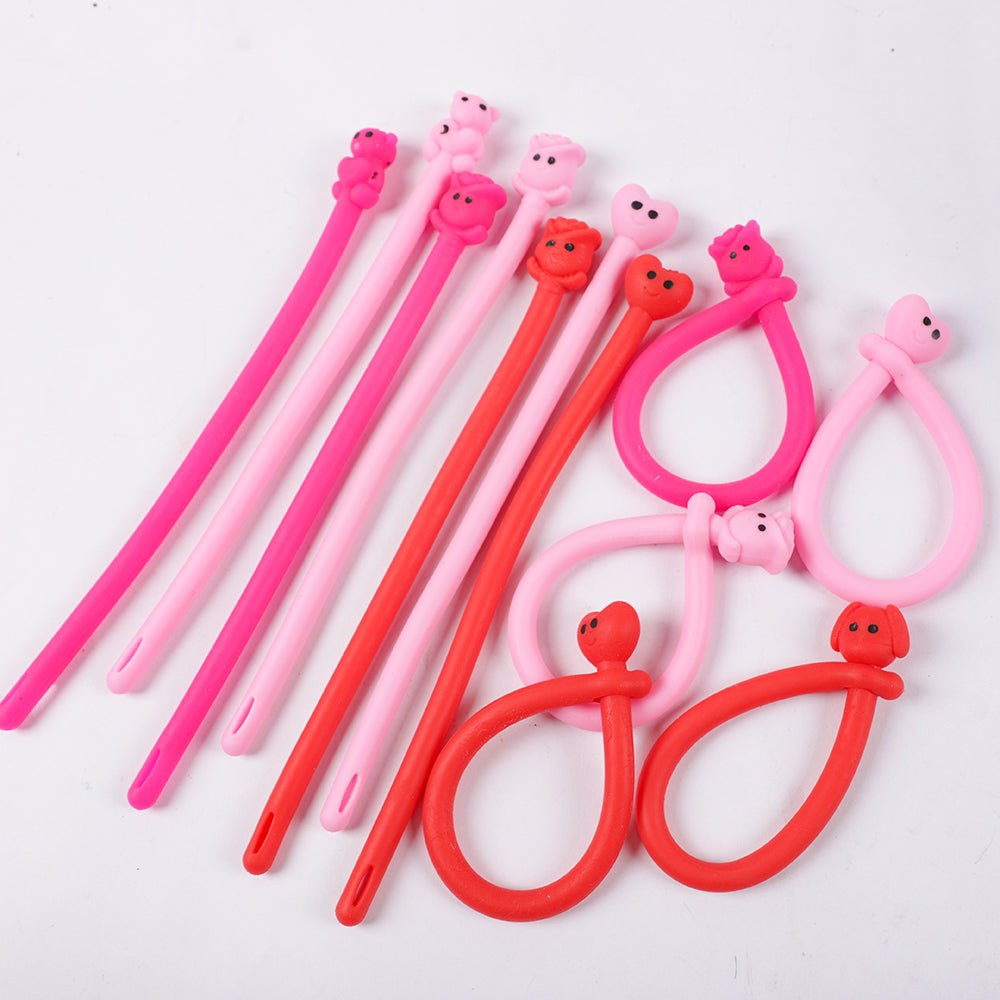 12Pcs Sweet Heart Love Slap Bracelets Valentine's Day Wristbands for Wedding Birthday Party Favors Valentine Anniversary Gift - Idrilay 